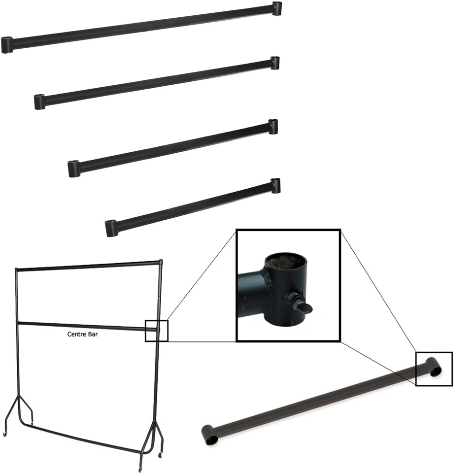 SHOPFITTING-UK CENTRE BAR FOR GARMENT CLOTHES BLACK RAIL SIZES 3ft 4ft 5ft 6ft