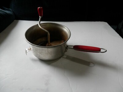 Vintage Foley Food Mill Masher Red Wood Handle Hand Crank