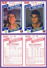 Dale Murphy & Jose Canseco 1987 M&M's Star Lineup 2-Card Panel #9 & #10