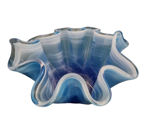 Tammaro Cuenco Decorativo Estilo Murano, Patrón Remolino Azul y Blanco - Imagen 6 de 6