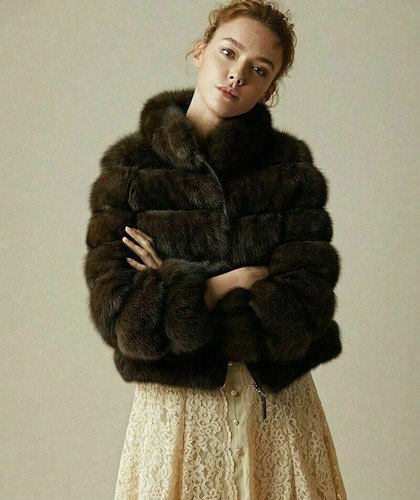 Short Sable Fur Coat With Stand Up 