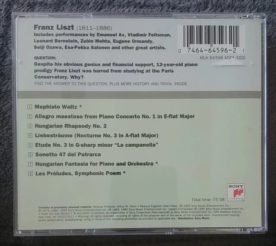 Franz Liszt - Greatest Hits [CD 1995 Sony Classical