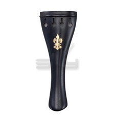 High Quality 4/4 Size Ebony Violin Tailpiece w Gut Fiddle fleur de lis Pattern