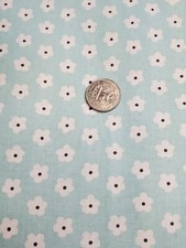 2 1/4 Yds White Daisies Light Blue Background Fabric