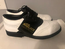 NEW NWT MEN'S NIBLICK GOLF SHOES 9 SADDLE SHOES BLACK WHITE