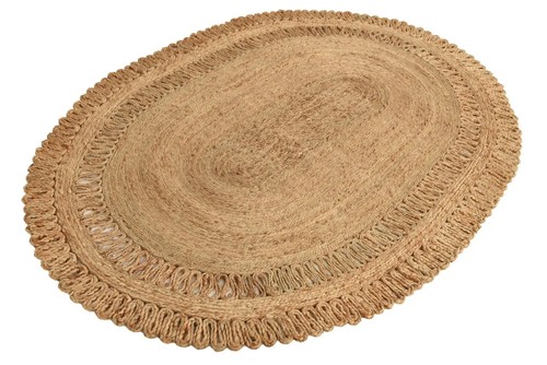 Jute Rug 100% Natural Braided style Area Carpet Rug handmade Reversible Oval Rug - Picture 17 of 17