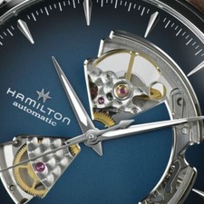 New Hamilton Jazzmaster Open Heart Blue Dial Leather Band Men's Watch H32675540 5