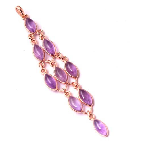 Amethyst Edelstein 925 Sterlingsilber Schmuck massiv Roségold langer Anhänger - Bild 2 von 2