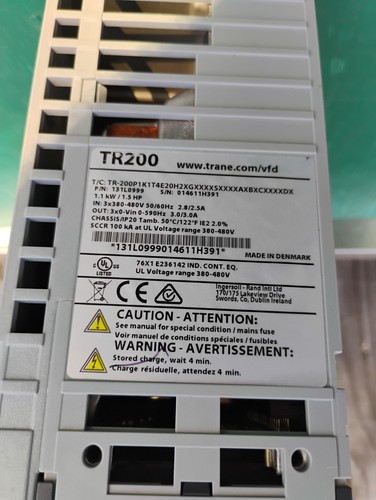 Trane 131L0999 TR200 1.1kW 1.5HP VFD 3Ph 480VAC 3Amp Motor Control Panel - Picture 5 of 7