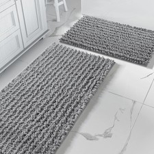 Chenille Bathroom Rugs Sets 2 Piece Plush Soft Bath Mat Set Non Slip Fluffy T...