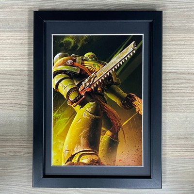 Salamander Gerahmte Kunst. Kettenschwert, Space Marines, Warhammer 40.000, 40K