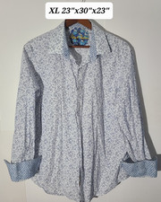 Robert Graham Abstract Print White/Blue Button Down Long Sleeve Men's XL Shirt