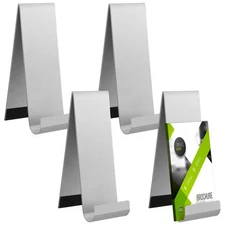 Metal Fancy Brochure Holder 4 Pcs Silver Vertical Countertop Literature