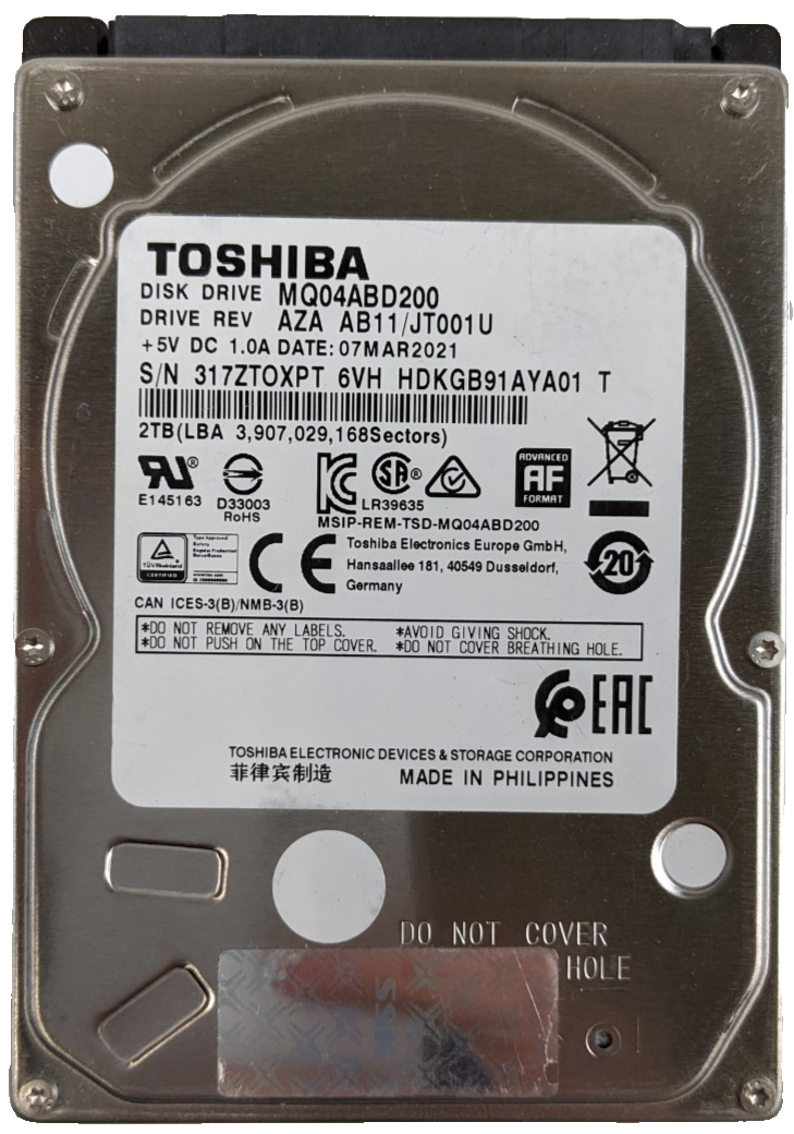Toshiba 2TB 5400RPM SATA III 6.0Gb/s 2.5