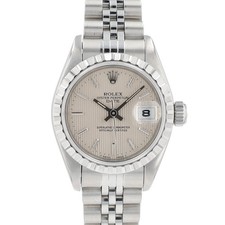 Rolex Datejust 69240 Steel Silver Tapestry Index Dial Jubilee Watch w/ Box Paper