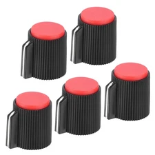 Potentiometer Knobs Bakelite 13x15.5mm 6mm Hole with 5 Set Screw Black Red 5PCS