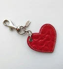 Coach Vintage Leather Heart Keychain Red & Pink Signatures Used