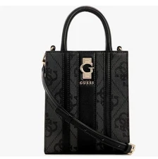 GUESS Erenia black logo faux-leather women's mini tote crossbody bag - Black