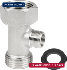 Bidet T Adapter, 3-Way Tee Connector 7/8"x7/8"x3/8" with Gasket - Toilet Faucet