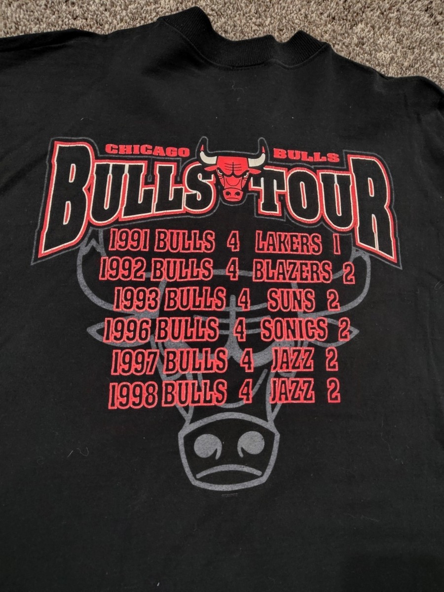 Vintage Starter Chicago Bulls T Shirt XL Black 1998 NBA Finals