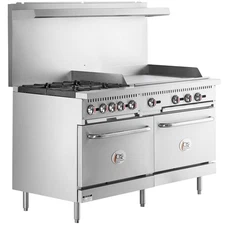 Liquid Propane 4 Burner 60" Range with 36" Griddle and 2 Standard Ovens - 240,00
