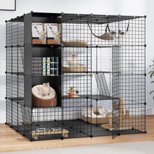 4 Tiers Large Cat Enclosure with DIY Storage Cube, Large Cat Cage, Indoor Catio
