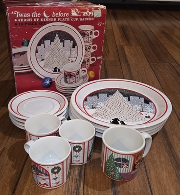 Vintage Twas The Night Before Christmas Epoch 12 Piece Set Plates Cups READ