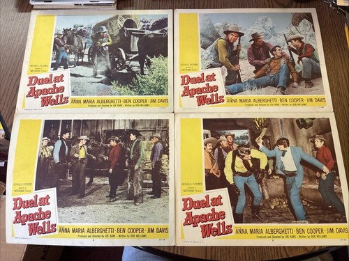 Set of 4 Original Duel At Apache Wells Movie Lobby Cards Anna Maria Alberghetti