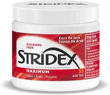 Stridex Medicated Acne Pads, Maximum, 55 Count   55 Pack of 1 , RED