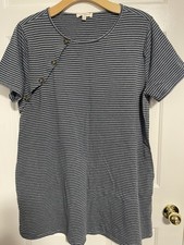 UMGEE Women's Blue Stripe Button Shirt Dress 2XL with 2/side pockets
