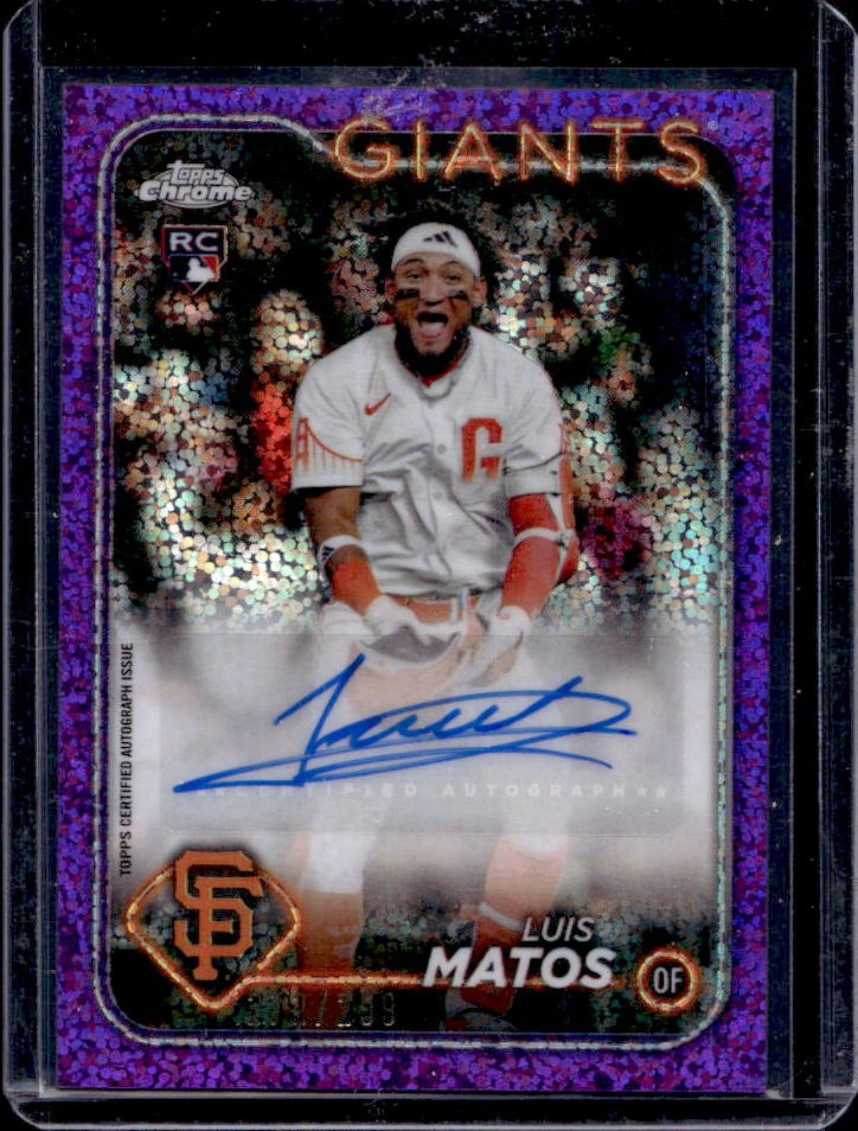 2024 Topps Chrome Update Luis Matos Auto RC Purple Speckle Refractor #/299