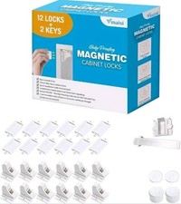 Vmaisi Magnetic Cabinet Locks 12 Locks 2 Keys Baby Proofing Safety - Open Box