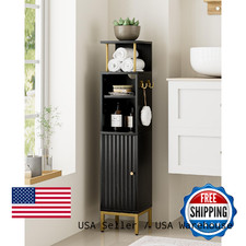 AEPOALUA Bathroom Storage Cabinet,Small Corner Floor Cabinet with 2 Hook,Narrow
