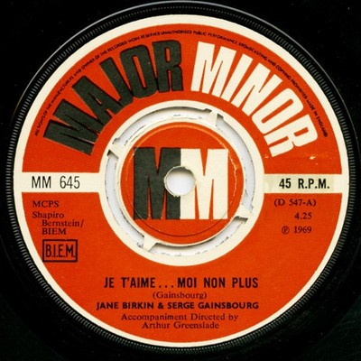 Jane Birkin - Je T'aime...Moi Non Plus - Used Vinyl Record 7 - G12170z