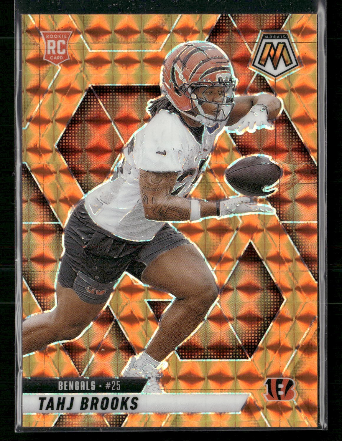 2025 Panini Mosaic #400 Tahj Brooks Mosaic Orange SN,RC Rookie #/199