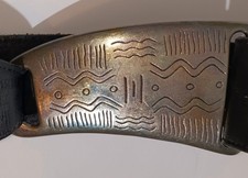 Patricia Green Details Silver Tone Buckle Black Wide Leather Belt Med BOLO BOHO