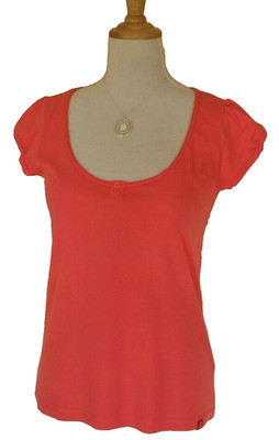 Esprit edc T-Shirt Shirt Basic Knöpfe rosa pink rot Gr. 36 S NEU NP 25 