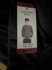 CALVIN KLEIN JEANS YOUTH FRENCH TERRY CREW GRAY M 10/12 1840787 NWT