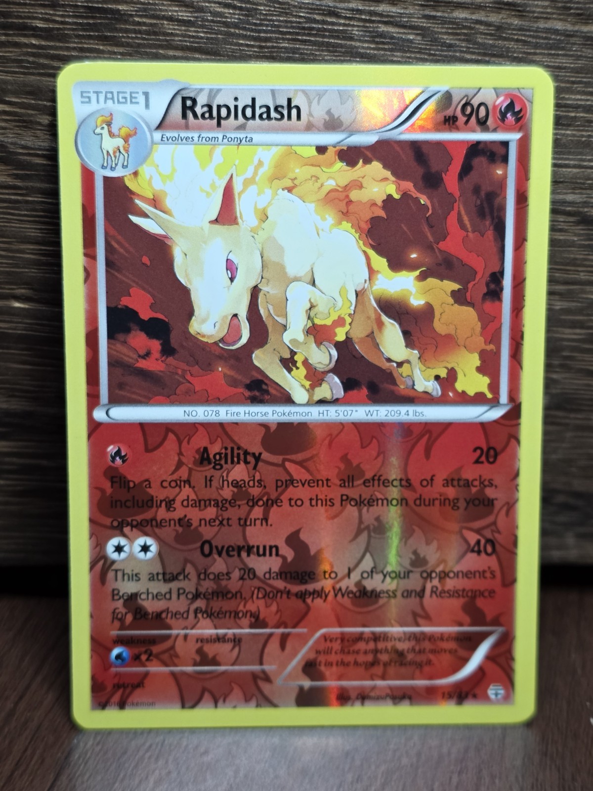 2016 Pokemon TCG Rapidash 15/83 Generations Reverse Holo LP-NM