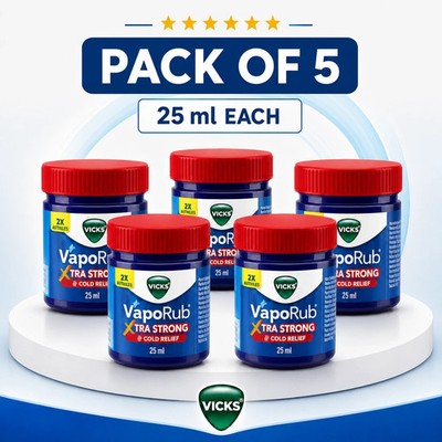 Vicks VapoRub Xtra Strong 25 ml 5er Pack Balsam zur Linderung von Husten bei ...