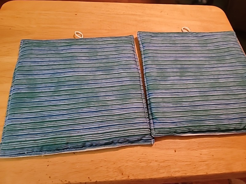 Pot Holders Set Of 2 Blue Stripe Pot Holders