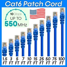 Blue CAT6 Patch Cord Lan Network Ethernet Cat6 Cable Internet RJ45 Connector LOT