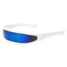 Futuristic Narrow Cyclops Sunglasses UV400 Personality Mirrored Lens Costume ...