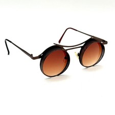 Steampunk Fashion Sunglasses Bronze Brown Gradient Amber 43mm Round Side Shield