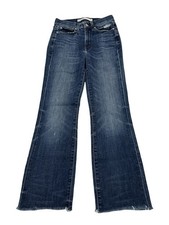 AYR Superba High Rise Straight Leg Jeans Size 25 Raw Hem Blue Denim Inseam 25  