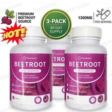 3PCS Rosabella Organic Beet Root 60 Capsules Natural Energy.Boost Blood Pressure