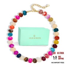 Resin Chunky Beaded Necklace for Women Minimalistic Modern Statement XL23228F