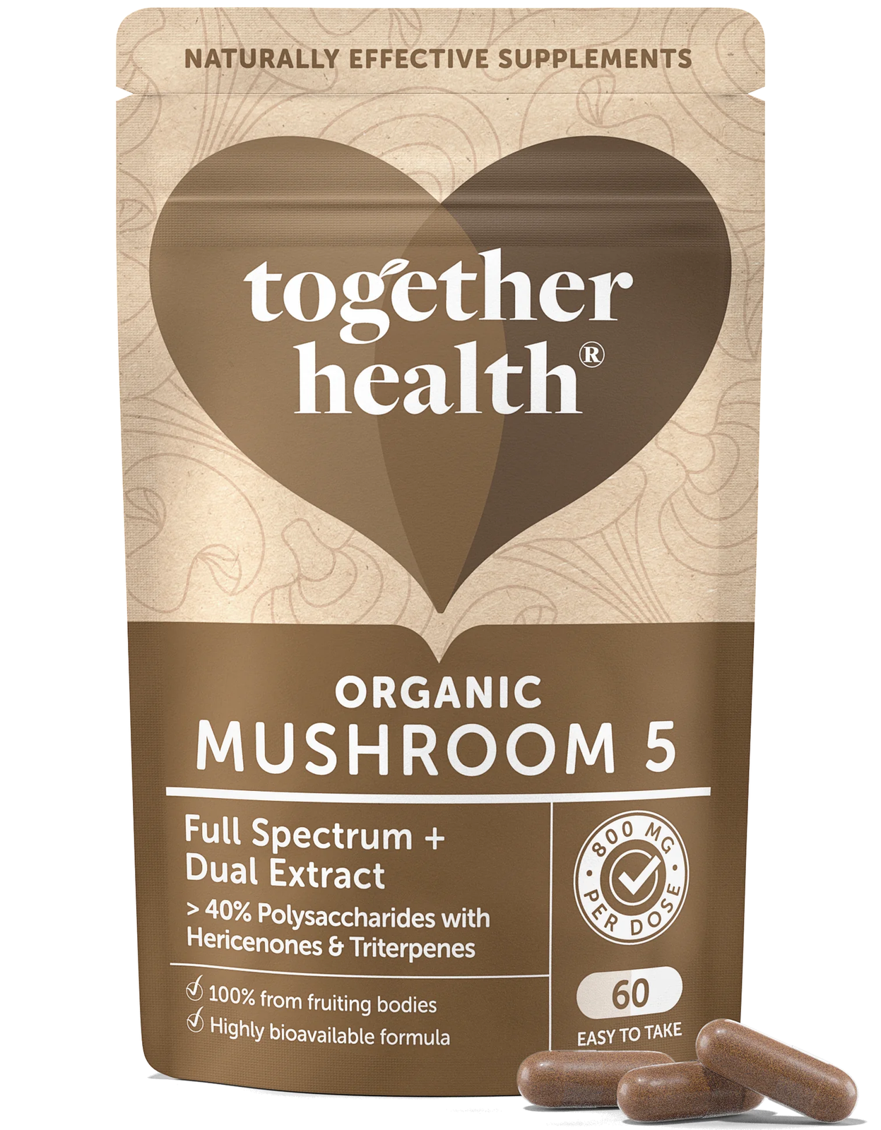 Together Organic Mushrooms 5 Complex | High Strength 10000Mg 20:1 Dual Extract Full Spectrum | 100% Fruiting Bodies | Guaranteed 40% Polysaccharides & - Image 8