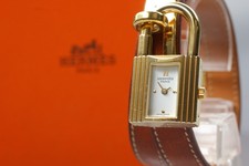 Revisionato [Exc+5 Box] HERMES Kelly Watch Gold Brown "I" Double Woman's Qz W...