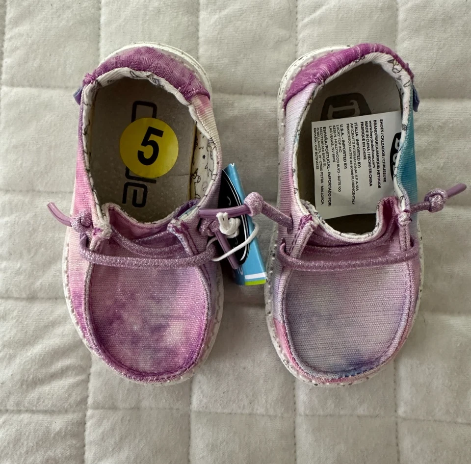 Mocasines HEY DUDE Niño Pequeño 5K Wendy Unicornio Soñador Tie Dye Boho Sin Cordones Hippie Foto 4 de 4